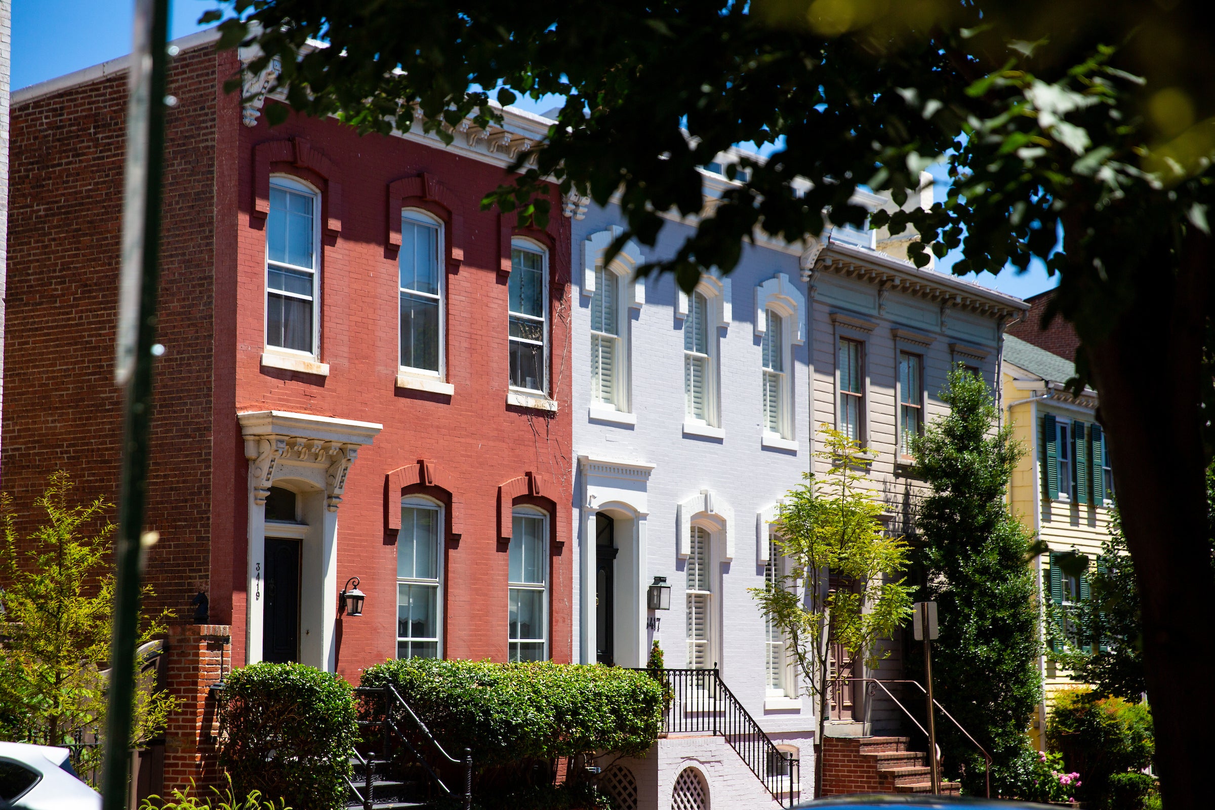 A set of three row houses in the Georgetown neighborhood.